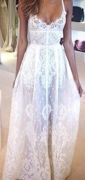 Chiffon White V-Neck Bridal Gowns Spaghetti Straps Lace Zipper Cute Long Prom Dresses BO8441 Chiffon White V-Neck Bridal Gowns Spaghetti Straps Lace Zipper Cute Long Prom Dresses BO8441