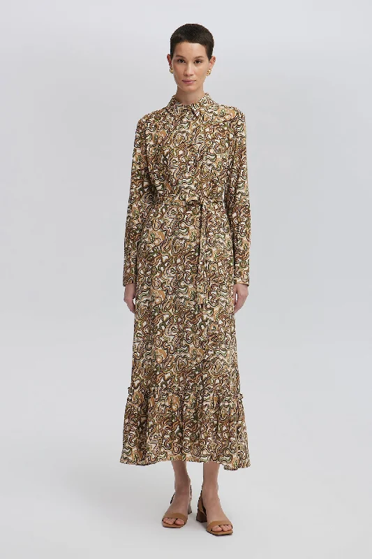 LINEN TEXTURED PATTERNED DRESS