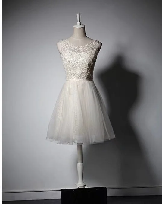 Mesh beaded little dress, sleeveless sweet dress, bridesmaid and sister dress