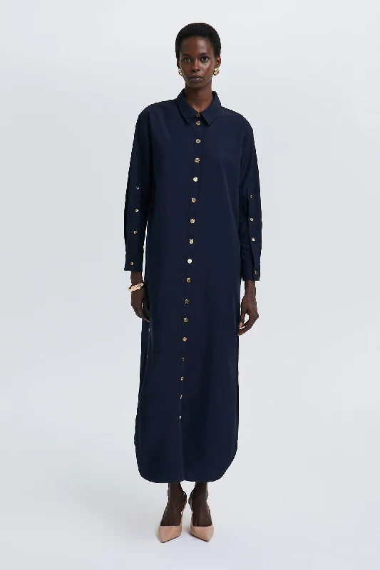 BUTTON DETAILED POPLIN DRESS