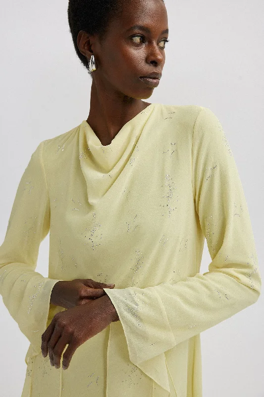 STONE EMBROIDERED CHIFFON DRESS