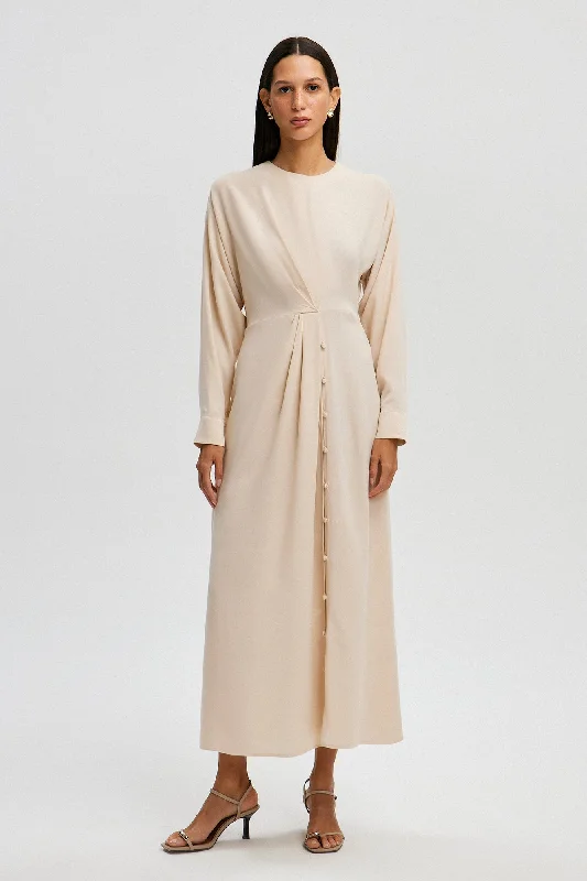 VISCON DRESS WITH BUTTON DETAIL