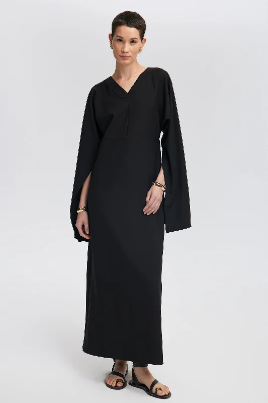 CAPE SLEEVE CREPE DRESS