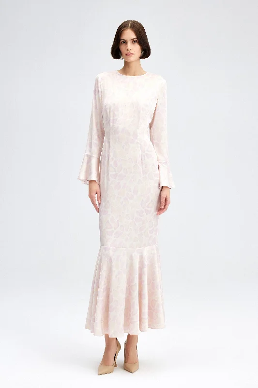 RUFFLE DETAILED PATTERNED DRESS