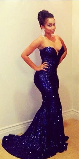 Sparkly Sequined Prom Dress Sweetheart Sequined Mermaid Sexy Evening Gowns with Train Sparkly Sequined Prom Dress Sweetheart Sequined Mermaid Sexy Evening Gowns with Train