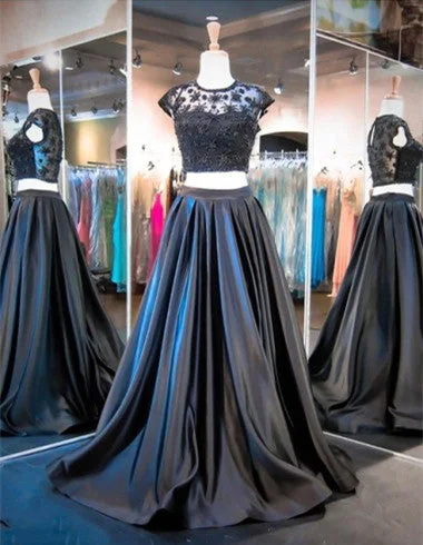 Elegant Cap Sleeve Two Piece Prom Dress New Arrival Sweep Train Evening Gowns