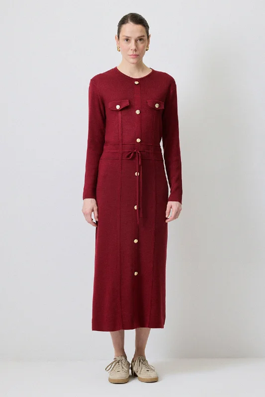 GOLD BUTTONED KNIT DRESS