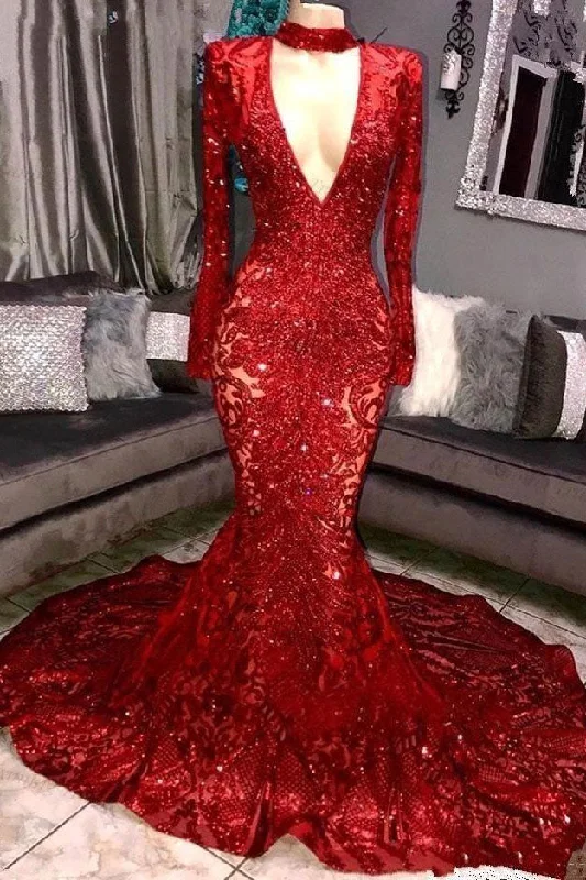 Sexy Deep V-neck Lace Mermaid Prom Dresses | Glamorous Long Sleeves Applique Evening Dresses BC0842 Sexy Deep V-neck Lace Mermaid Prom Dresses | Glamorous Long Sleeves Applique Evening Dresses BC0842