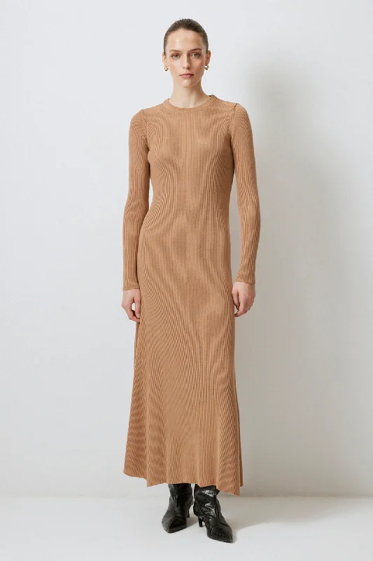 RIBBED HIGH NECK KNITWEAR DRESS