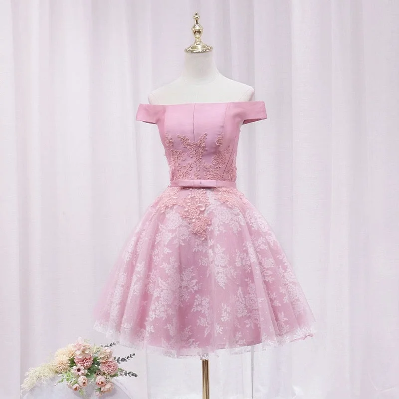 Short A-line/Princess Prom Dresses, Pink Sleeveless With Bowknot Mini Homecoming Dresses Short A-line/Princess Prom Dresses, Pink Sleeveless With Bowknot Mini Homecoming Dresses