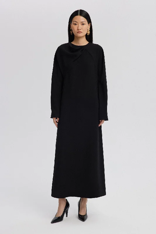 CREPE DRESS WITH ASYMMETRIC NECKLINE DRESS