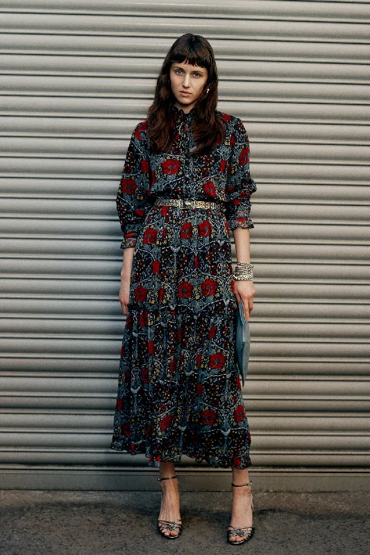 FLORAL PATTERNED CHIFFON DRESS