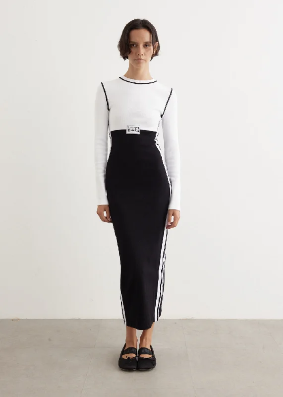 Long Colour Block With Gaultier Patch Dress