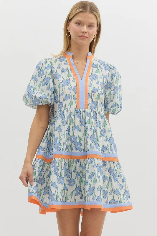 Spring Floral Contrast Dress