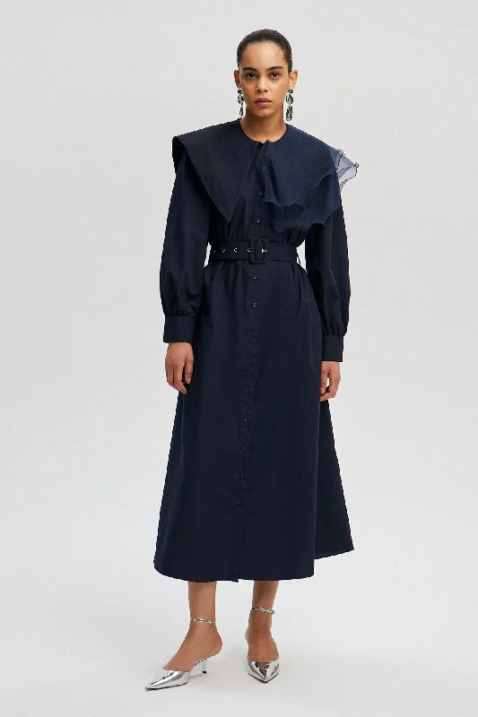 ORGANZE COLLAR POPLIN DRESS