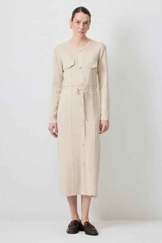 GOLD BUTTONED KNIT DRESS
