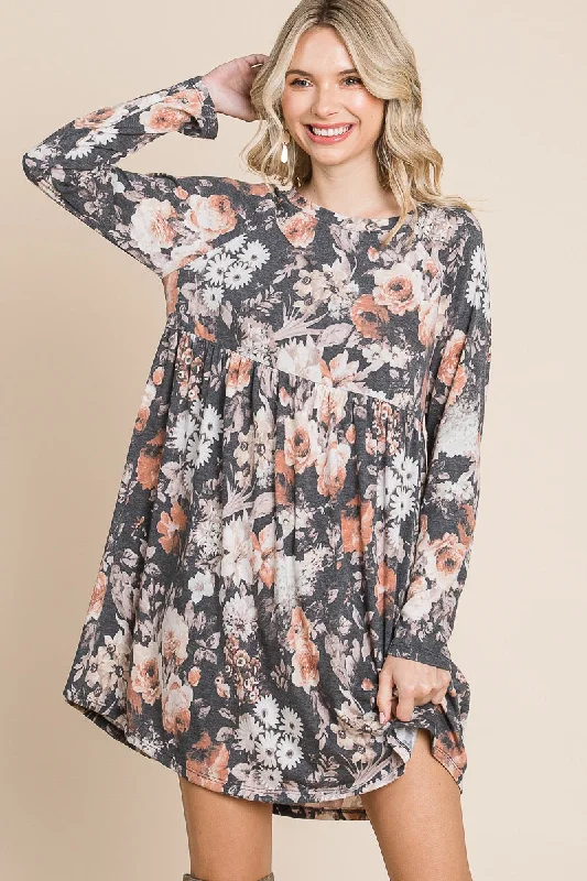 Autumn Floral Babydoll Dress