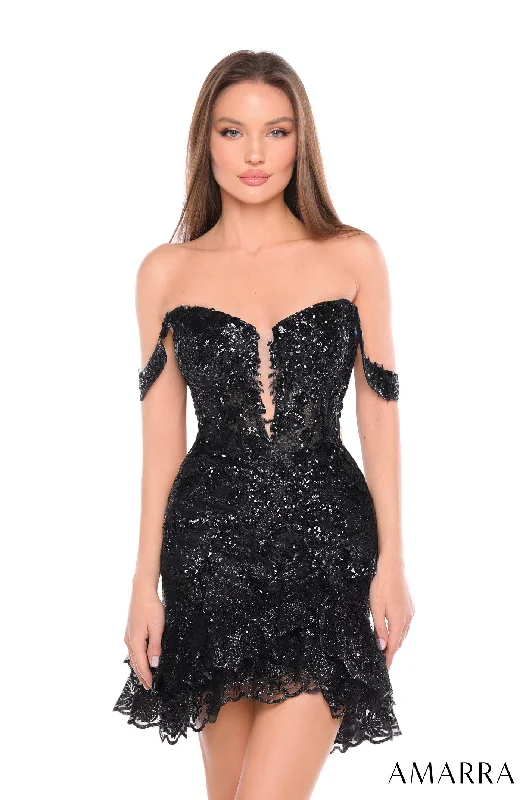 Fitted Short Off Shoulder Tiered Dress by Amarra 88060 - Outlet