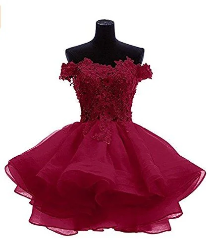 Off The Shoulder Organza Short Prom Homecoming Dress,cute graduation dress