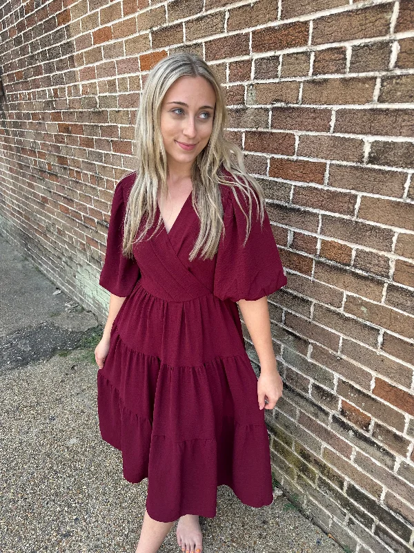 Ready to Flaunt Maroon Dress