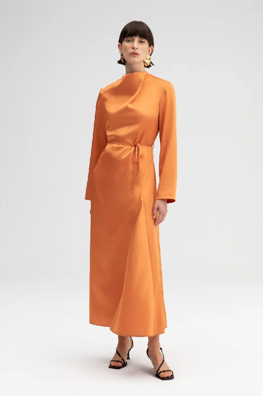 SATIN DRESS WITH BELT