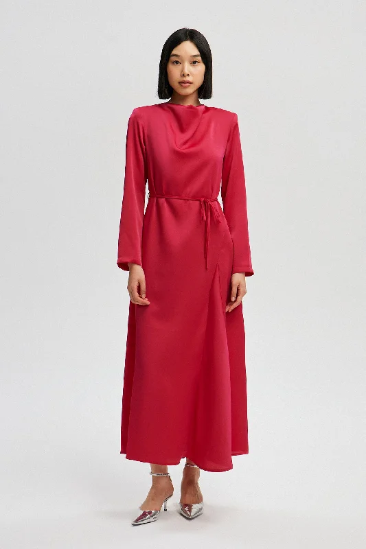 SATIN DRESS WITH BELT