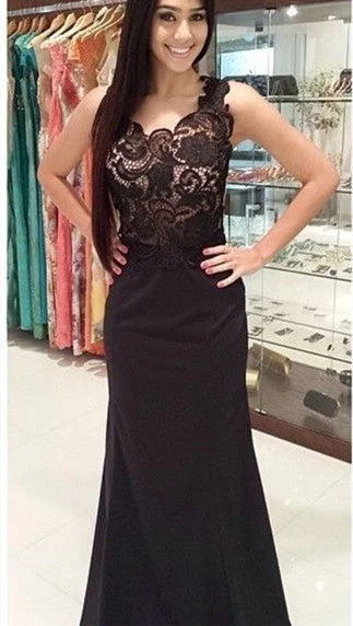 New Arrival Black Lace One Shoulder Prom Dress Flowers Open Back Formal Occasion Dress New Arrival Black Lace One Shoulder Prom Dress Flowers Open Back Formal Occasion Dress