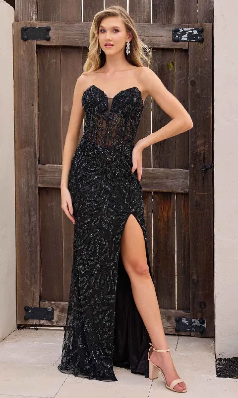 Primavera Couture 4360 - Sequined Strapless Prom Dress