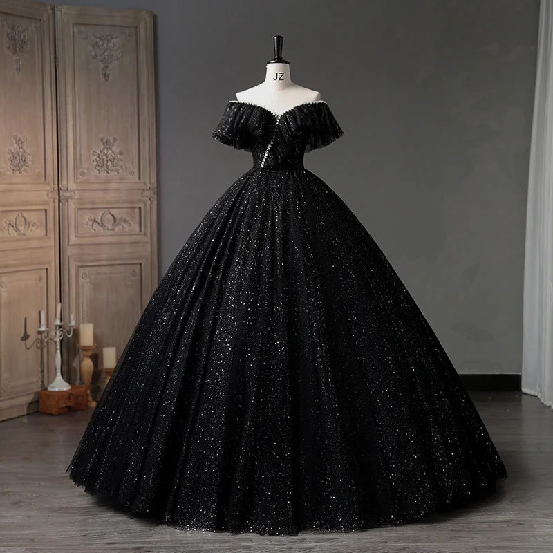 Off-the-Shoulder Evening Dress 2025 New Arrival Black Formal Ball Gown Dress