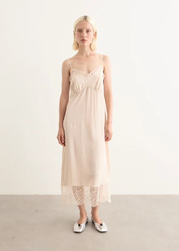 Slip Dress With Deep Lace Trim
