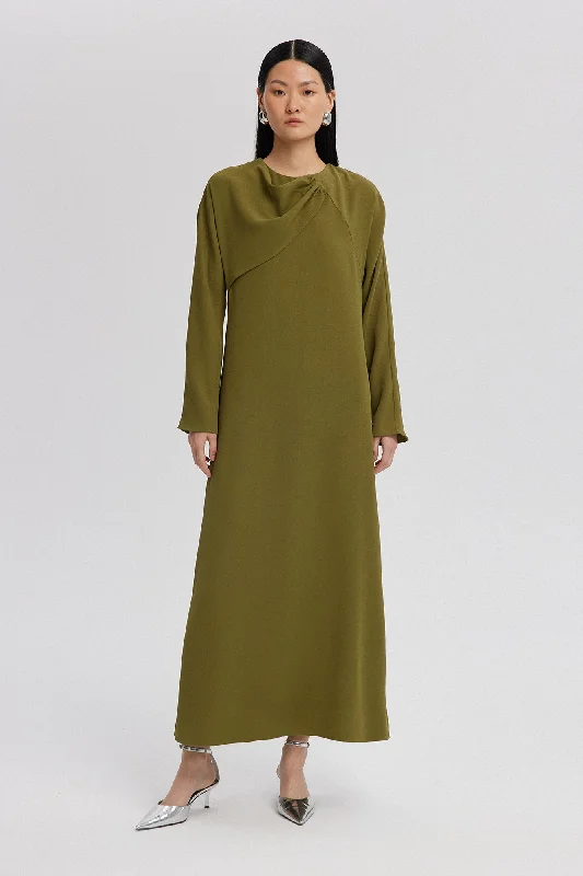 CREPE DRESS WITH ASYMMETRIC NECKLINE DRESS