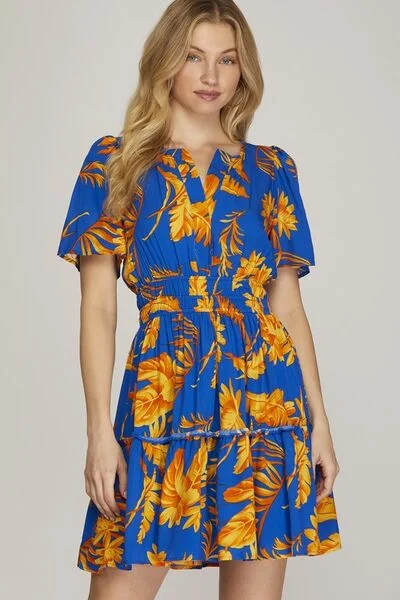 Printed Frill Tiered Dress