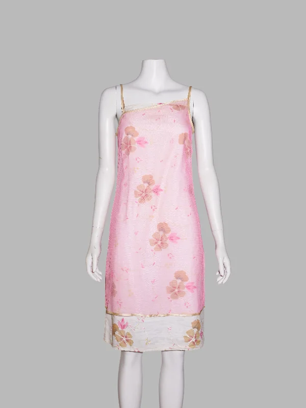 Max Mara Sportmax layered pink mesh and floral print cotton camisole dress