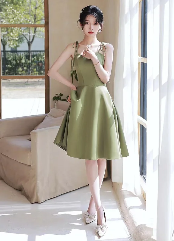 Fresh Birthday Dress, Green Daily Dress, Spaghetti Strap Homecoming Dress