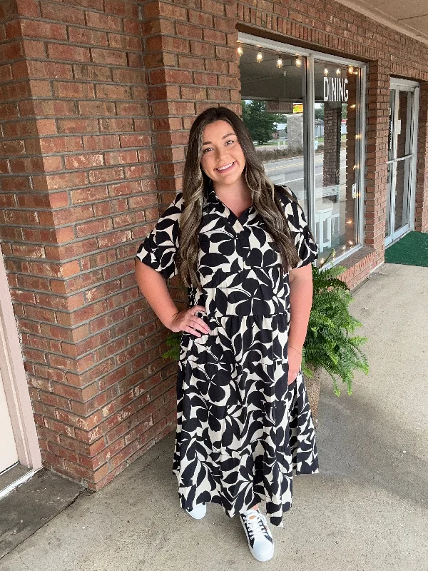 Black and tan collared dress