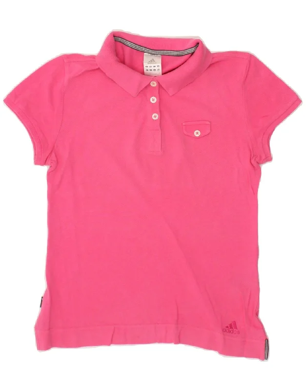 ADIDAS Womens Polo Shirt UK 10 Small  Pink Cotton Stylish Short Sleeve Top