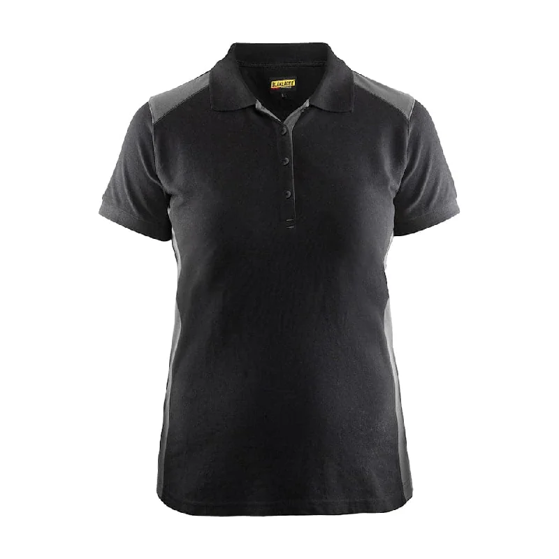 Blaklader 3390 Women's Polo Shirt Black / Grey Chic Button-Up Short Shirt