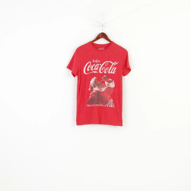 Cedar Wood State Women M Shirt Red Enjoy Coca-cola Christmass Graphic Short Sleeve Cotton Top Classic Denim Short Sleeve