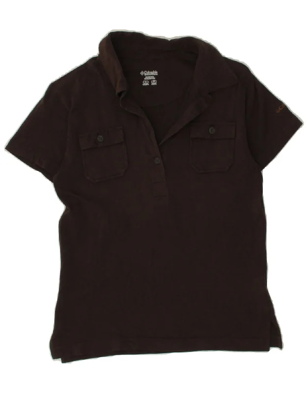 COLUMBIA Womens Polo Shirt UK 10 Small Brown Cotton Casual Boxy Short Shirt