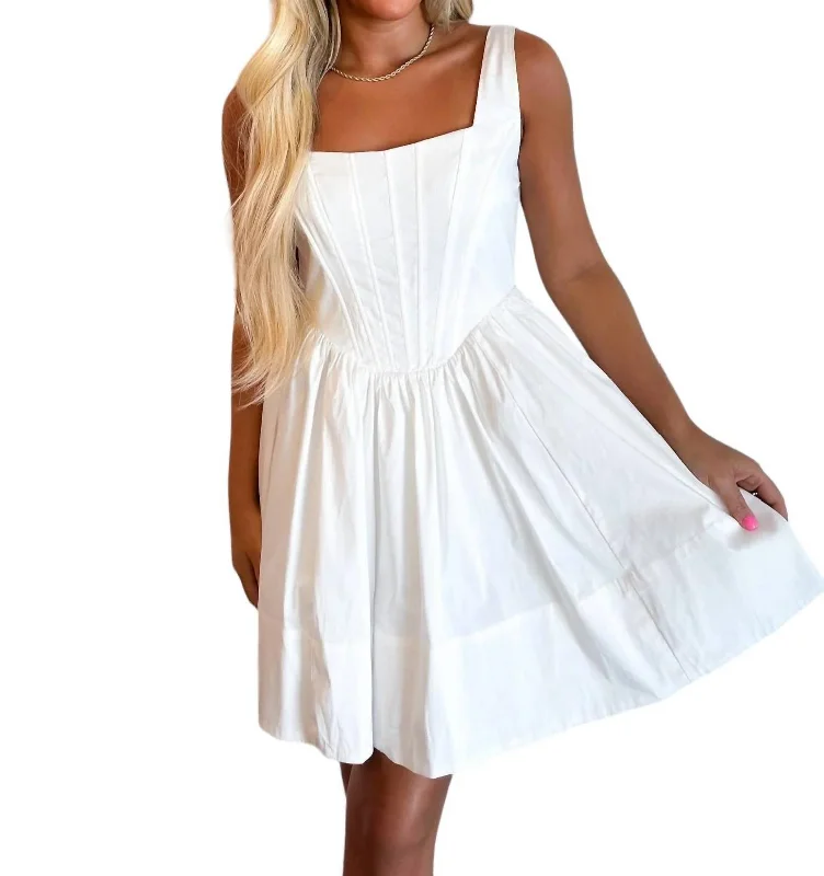 Corset Mini Dress In White Classic White Mini Dress