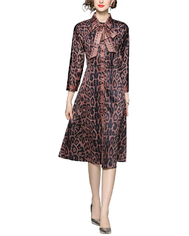 Dza Midi Dress Stylish Animal Print Midi Dress