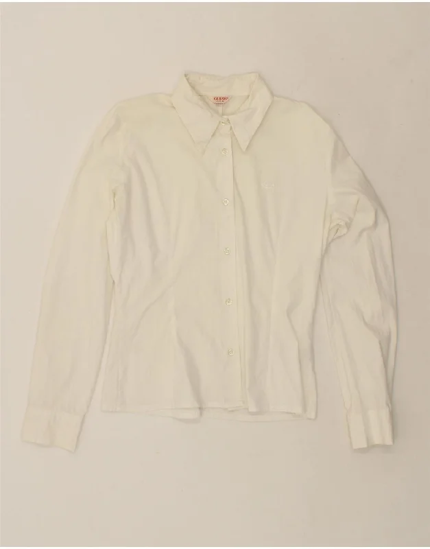 GUESS Womens Shirt UK 14 Medium White Cotton Elegant Button-Down Short Shirt