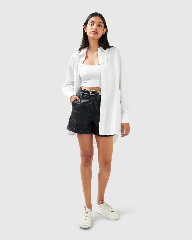 Into You Oversized Shirt - White Casual Oversized Short Shirt