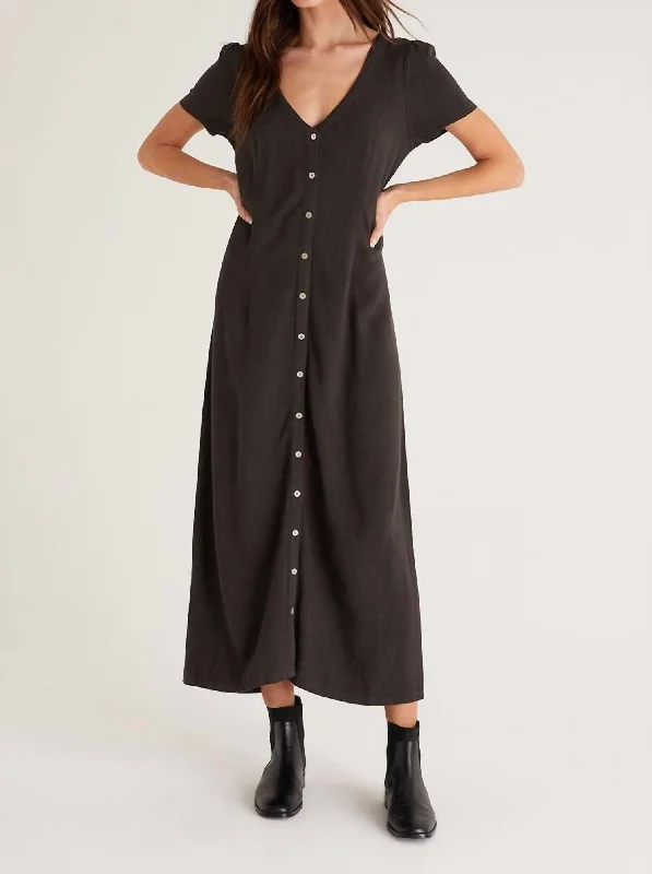 Irene Midi Dress In Black Fashionable Casual Midi Dress