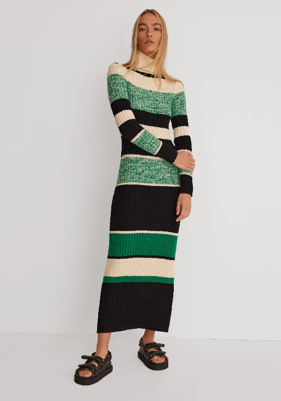 Kaia Midi Dress_Green Stylish Midi Dress with Cuffs