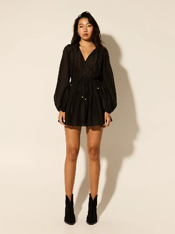 Kivari - Alejandra Mini Dress in Black Casual V-Neck Mini Dress