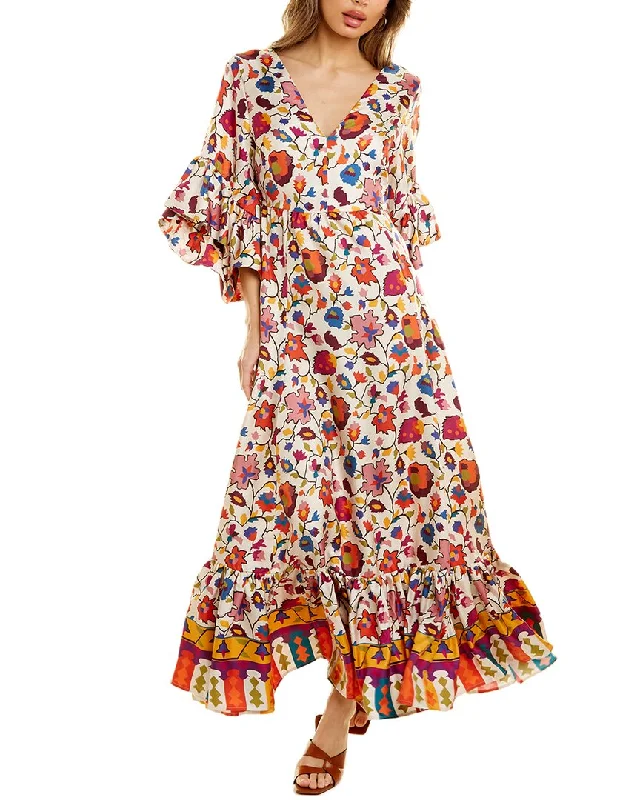 La DoubleJ Bella Silk Midi Dress Chic Bohemian Midi Dress