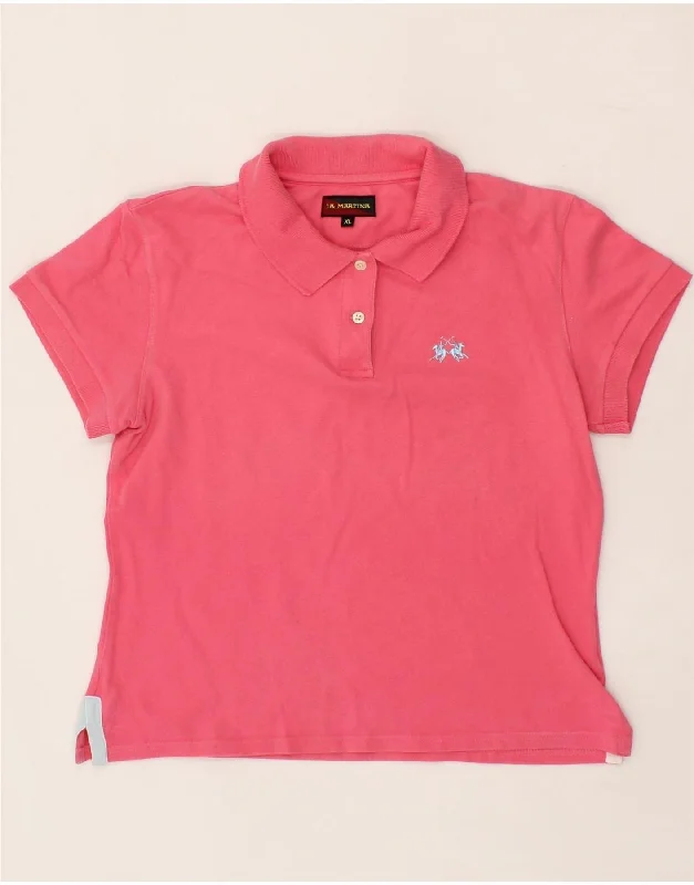 LA MARTINA Womens Polo Shirt UK 18 XL Pink Cotton Modern Casual Short Sleeve