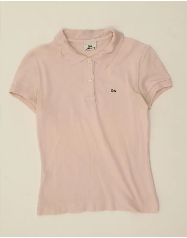 LACOSTE Womens Polo Shirt Size 38 Medium Pink Cotton Modern Short Sleeve Top