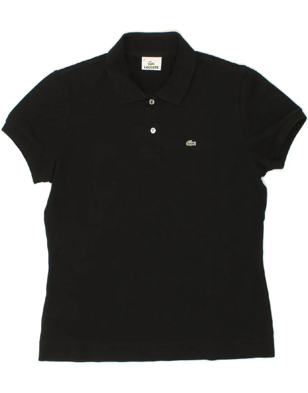 LACOSTE Womens Polo Shirt  Size 46 XL Black Cotton Casual Plain Short Shirt